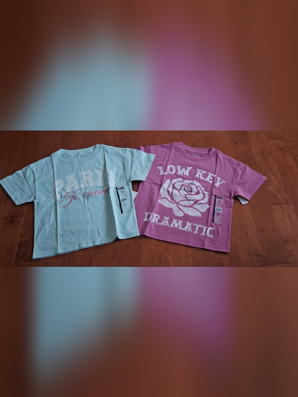 Nwt 2 Weekend Academy  Cropped Tees — Jade Reef & Mauve